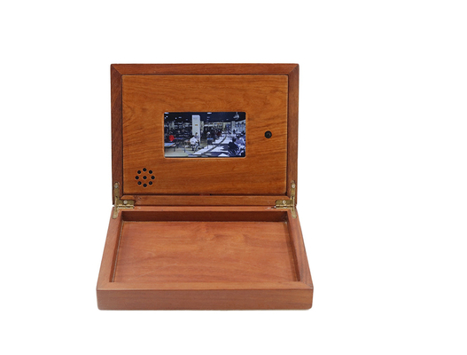 Ahşap promosyon video kutusu, 4.3 İnç LCD hediye kutusu 128MB Bellek