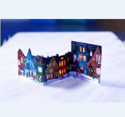3D Ses Kaydı Noel Kartları CMYK Yazdırma Açık Otomatik Oynat