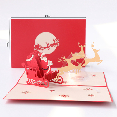 Kağıt Malzeme 3D Tatil İçin Tebrik Kartı Açılır 20×13cm Boyut CMYK Renk