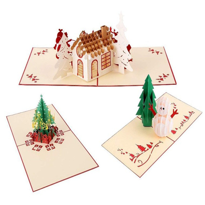 Noel ROHS FCC Sertifikası için OEM Promosyon 3D Pop Up Tebrik Kartı